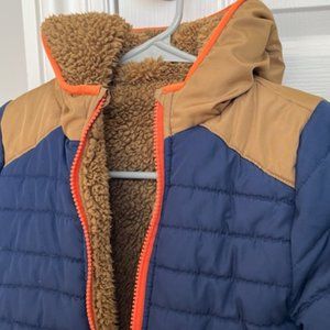 Osh Kosh Reversible Puffer and Fleece Coat with Hoodie